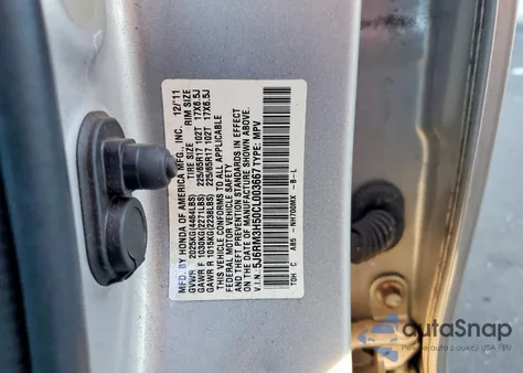 2012 Honda Cr-V Ex z USA, uszkodzony, nr VIN 5J6RM3H50CL003667